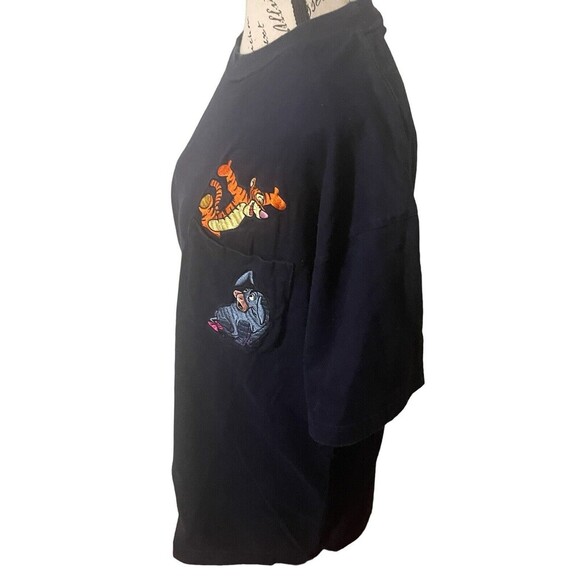 VINTAGE Disney Eeyore & Tigger Embroidered Pocket T-Shirt SZ Large Blue Adult - Picture 4 of 16